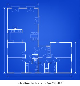 project of house on black background. ground floor (You can specify the thickness of the lines of the drawing, directly how you need it)