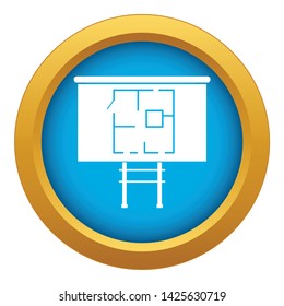 Project of house on a board icon blue vector isolated on white background for any design