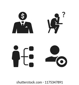 project icon. 4 project vector icons set. user, businessman thinking about money and student icons for web and design about project theme