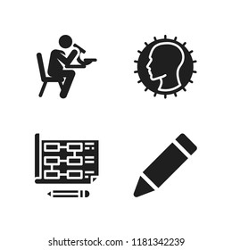 project icon. 4 project vector icons set. edit, student and user icons for web and design about project theme