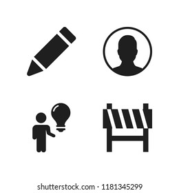 project icon. 4 project vector icons set. user, construction and man standing with a lightbulb icons for web and design about project theme