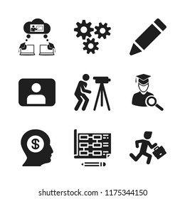 project icon. 9 project vector icons set. looking for students, school network and user icons for web and design about project theme