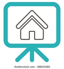Project icon from Business Bicolor Set. Vector style: flat bicolor symbols, grey and cyan colors, rounded angles, white background.