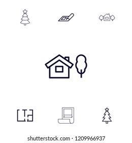 Project icon. collection of 7 project outline icons such as plan, christmas tree. editable project icons for web and mobile.