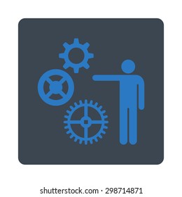Project icon from Commerce Buttons OverColor Set. Vector style is smooth blue colors, flat square rounded button, white background.