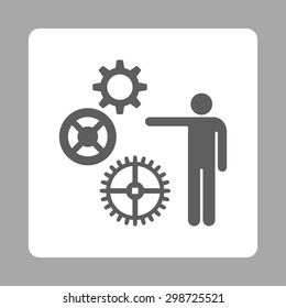 Project icon from Commerce Buttons OverColor Set. Vector style is dark gray and white colors, flat square rounded button, silver background.