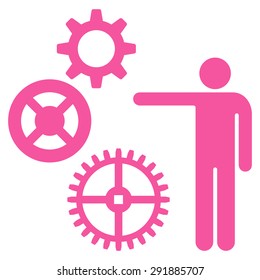 Project icon from Commerce Set. Vector style: flat symbol, pink color, rounded angles, white background.