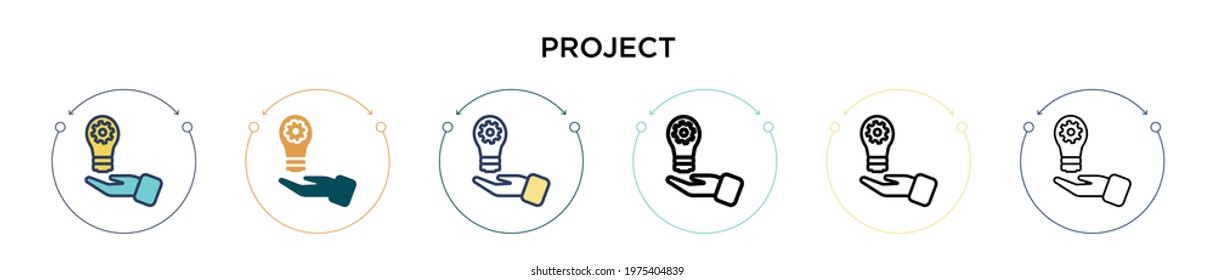 Project icon in filled, thin line, outline and stroke style. Vector illustration of two colored and black project vector icons designs can be used for mobile, ui, web
