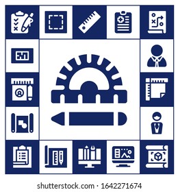 project icon set. 17 filled project icons.  Simple modern icons such as: Clipboard, Blueprint, Ruler, Manager, Task, Marquee, Architecture, Graphic design, Design, Planning, Plan