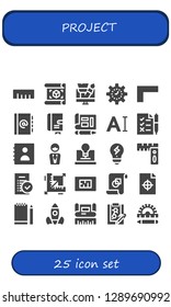  project icon set. 25 filled project icons. Simple modern icons about  - Ruler, Plan, Design, Management, Agenda, Blueprint, Typography, Tasks, Manager, Creativity, Rulers, Graphic design