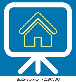 Project icon. Style: flat bicolor symbol, yellow and white colors, rounded angles, blue background.