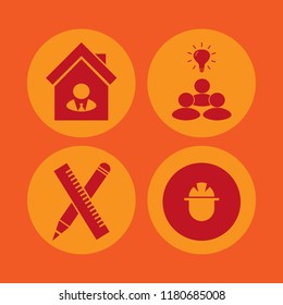 project icon. project vector icons set builder, ruler and pencil, group idea and house seller