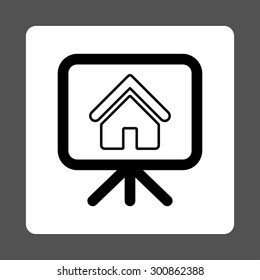 Project icon. Vector style is black and white colors, flat rounded square button on a gray background.