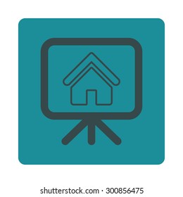 Project icon. Vector style is soft blue colors, flat rounded square button on a white background.
