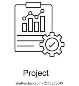 Project Icon, From Vision to Reality Mastering Successful Project Management, Building Excellence Strategies for Effective Project Execution, vector