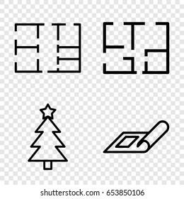Project icons set. set of 4 project outline icons such as plan