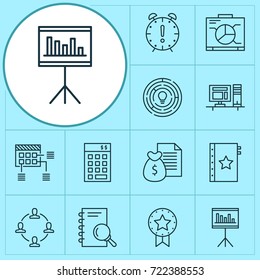 Project Icons Set. Collection Of Collaboration, Innovation, Schedule And Other Elements. Also Includes Symbols Such As Statistics, Collaboration, Chart.