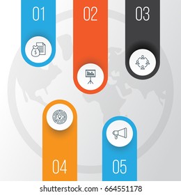 Project Icons Set. Collection Of Presentation, Innovation, Report And Other Elements. Also Includes Symbols Such As Idea, Revenue, Advertising.