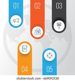 Project Icons Set. Collection Of Presentation, Announcement, Collaboration And Other Elements. Also Includes Symbols Such As Money, Report, Statistic.