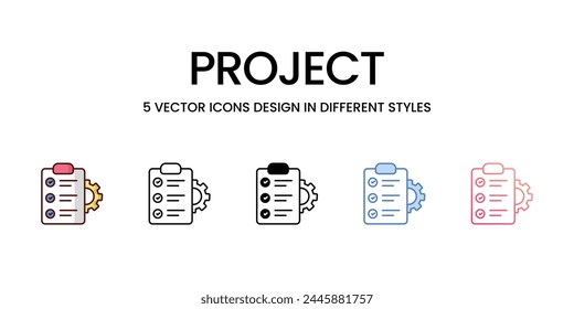 Project icons set in different style vector stock illustration