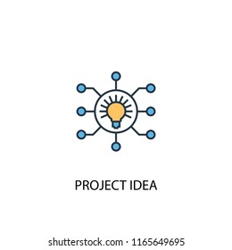 Project idea concept 2 colored line icon. Simple yellow and blue element illustration. Project idea concept outline symbol design from Project management set