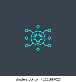 Project idea concept blue line icon. Simple thin element on dark background. Project idea concept outline symbol design from Project management set. Can be used for web and mobile UI/UX