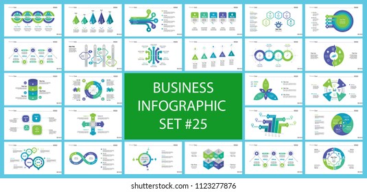 Project infographic design template set for stock and trade concept. Can be used for business project, annual report, web design. Option, process, line graphs, cycle chart, scatter plot, flowchart