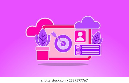 Project initiation concept. modern marketing design, life cycle. 3d vector marketing illustration. Target, business, data analysis. free editable 3D vector illustration