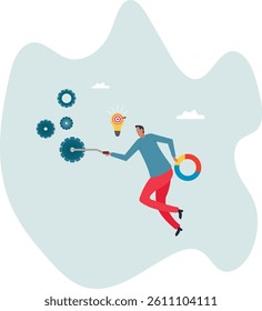 Project initiation or project management, research or implement business idea to see result,character for design.