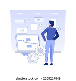 Project initiation and planning isolated concept vector illustration. Project manager planning new business strategy, IT company, management and development, monitoring process vector concept.