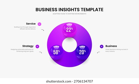 Project Insight 3 Option Graph Slideshow Design. Business Analysis Frame Template Vector Illustration. Modern Innovation Three Element Diagram Presentation Layout.