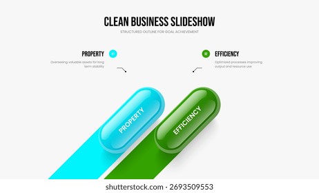 Introducción al proyecto Diseño de marco de infografía de dos pasos. Diseño de presentación de diagrama de elementos de solución empresarial 2. Ilustración vectorial de Plantilla de diapositivas de planificación de servicios.
