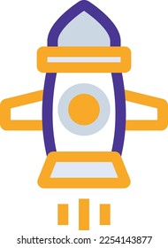 Project Launch Business Management Symbol mit violettem und orangefarbenem Duoton-Stil. Start, Start, Erfolg, Technologie, Raum, Management, Marketing. Vektorgrafik