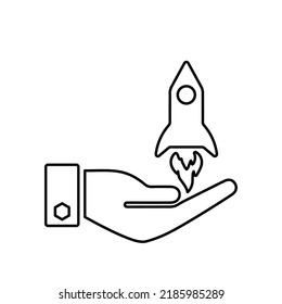 Projektstart, Start-up-Kontur-Symbol Line Art Vektor.