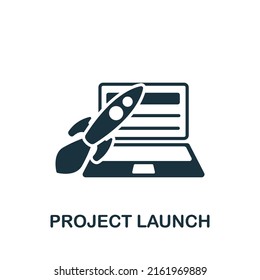 Project Launch icon. Monochrome simple Web Development icon for templates, web design and infographics