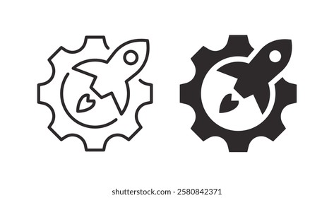 Project launch icon. Vector illustration. Symbols of startup and innovation.