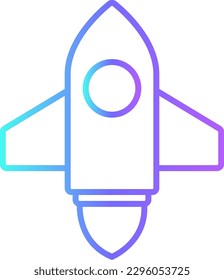 Projektstart Teamwork und Management Symbol mit blauem duotone Stil. Entwicklung, Rakete, Innovation, Technologie, Produkt, Strategie, Ziel. Vektorgrafik