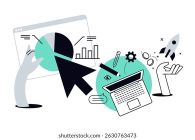 Início do projeto. Ilustração vetorial para banner da web, banner de mídia social, apresentação de negócios, material de marketing.