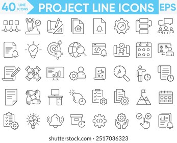 Projektzeilensymbole, Vektorgrafik- und Illustrationssatz