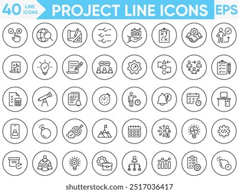 Project line icons vector and illustration set