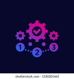 project management, 1, 2, 3 steps icon, vector