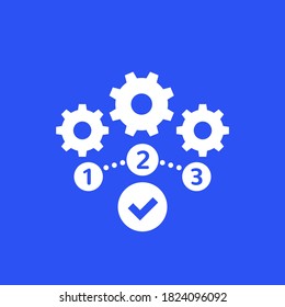 administración de proyectos, icono vectorial de 1, 2 y 3 pasos