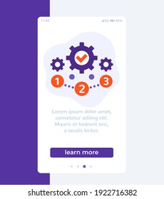 project management, 1, 2, 3 steps mobile banner design