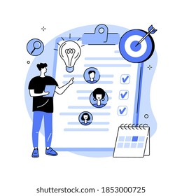 Project management abstract concept vector illustration. Business analysis, planning process, project management software, waterfall method, agile methodology, IT professional abstract metaphor.