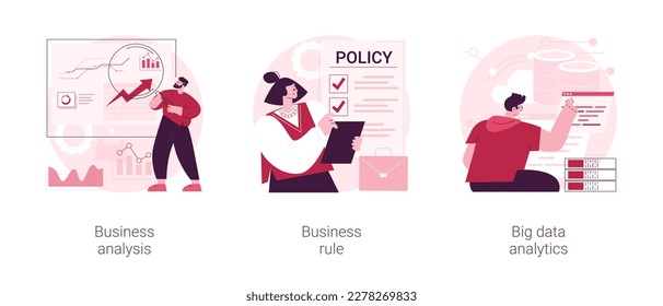 IT project management abstract concept vector illustration set. Business analysis and big data analytics system, software requirements, SWOT Analysis, IT development, use case abstract metaphor.