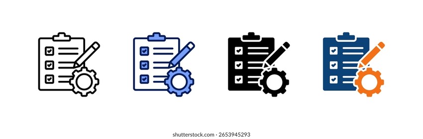 Projektmanagement Alles in einem Symbol Multi Styles Vektor-Set