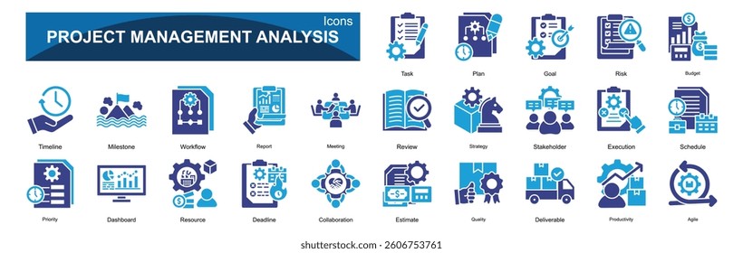 Project Management Analysis icon pack collection set for Business
