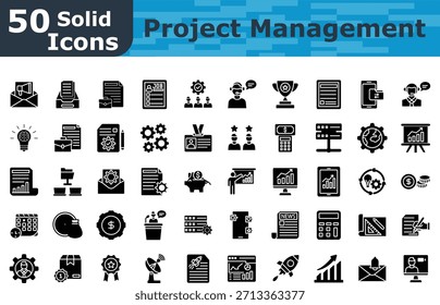 Conjunto de iconos de Anuncio de gestión de proyectos Iconos de estilo vendidos 