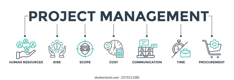 Project management banner web icon vector illustration for business management