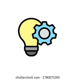 Project management, bulb, gear icon. Simple color with outline vector elements of innovations icons for ui and ux, website or mobile application